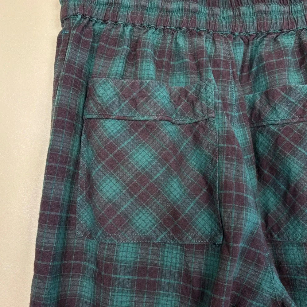DAMSON MADDER Rafe Pants Green Check Plaid Women Size UK 6 US 2 Casual Cargo